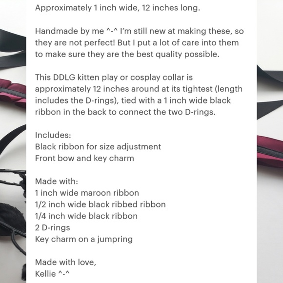 ♡Dark Secret♡ Handmade Kitten Collar/Choker - Picture 8 of 8